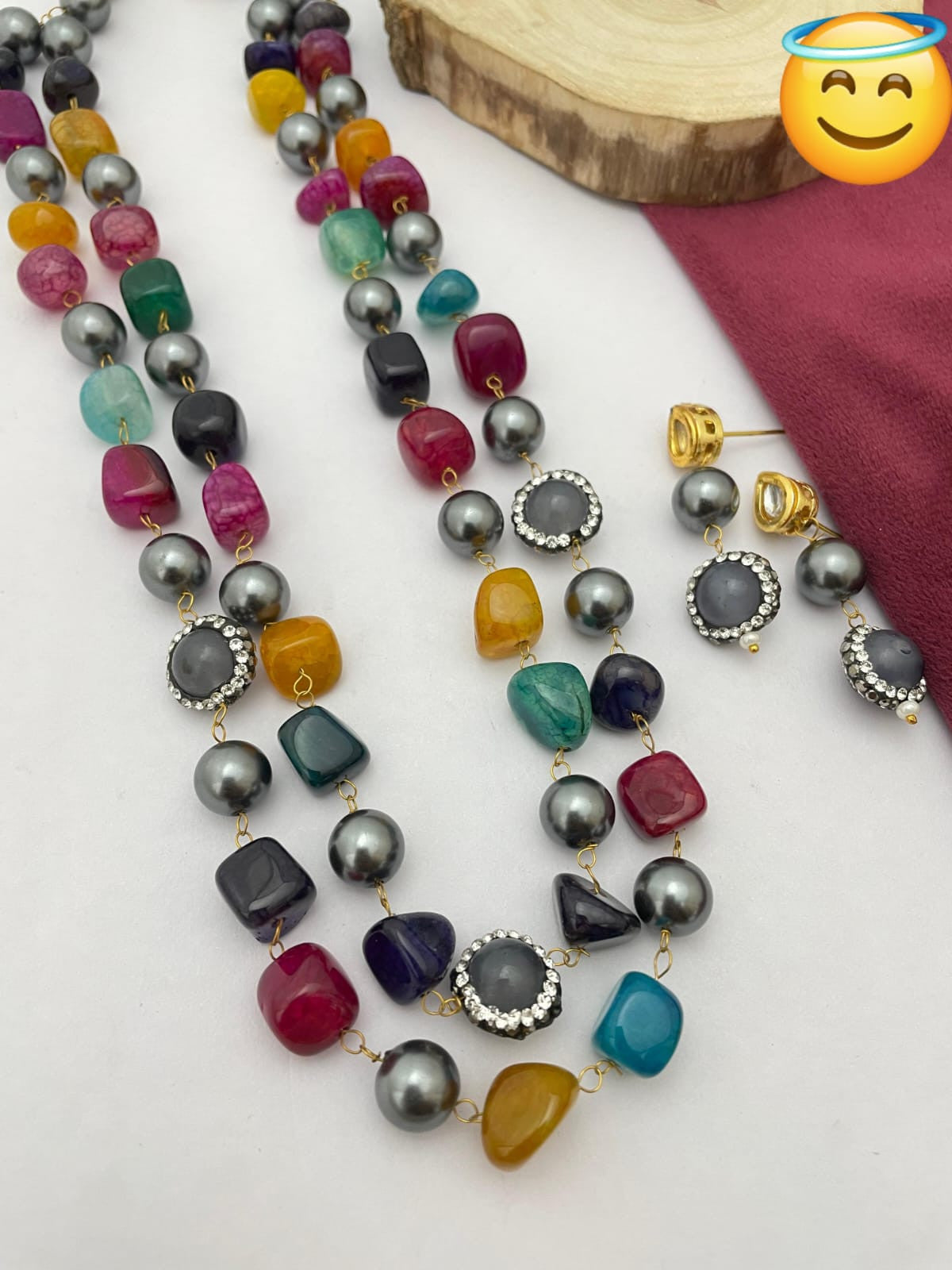 Semiprecious stone mala set (multicolour)