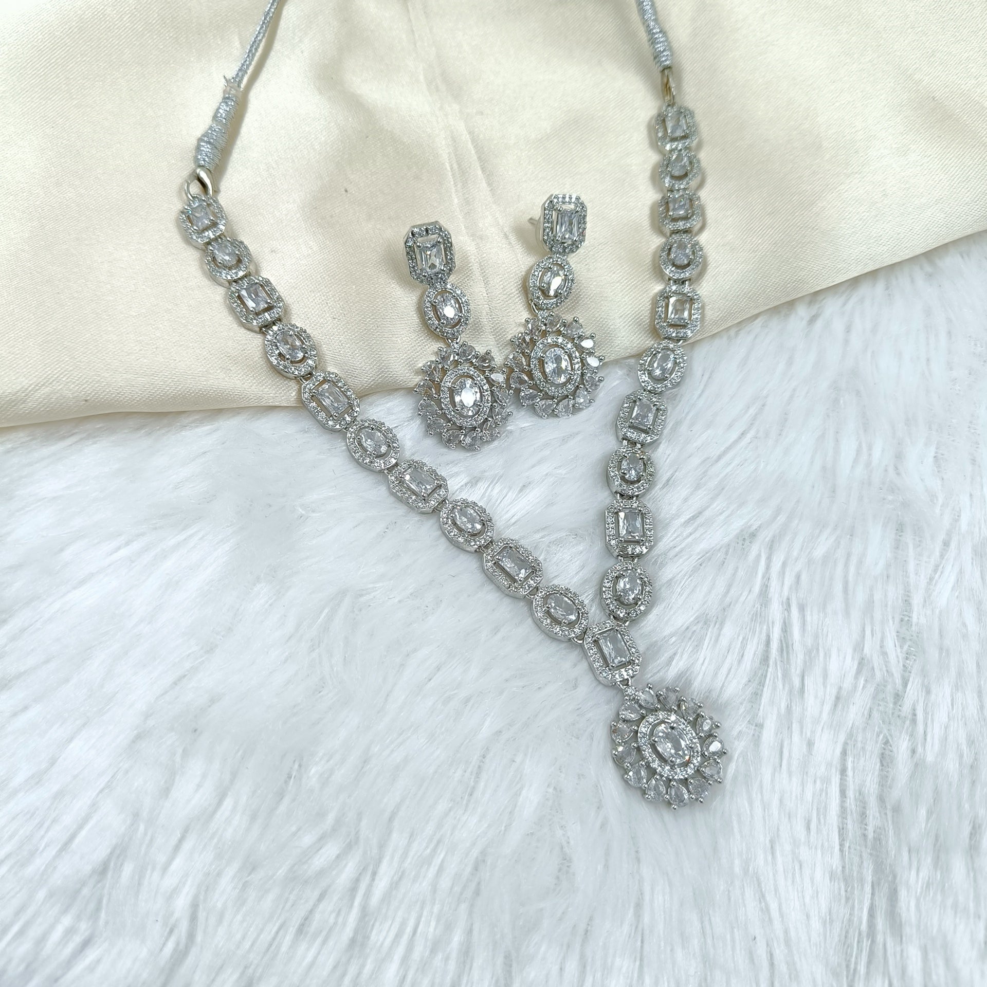 Sparkling American Diamond Choker and Earrings Set (TC0002)