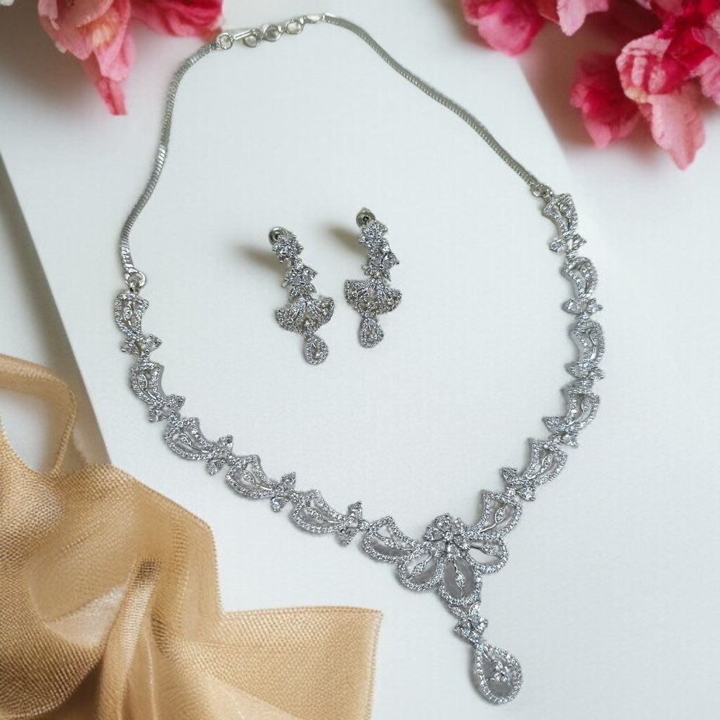 Premium American Diamond Necklace Set for Parties & Weddings (TC0003)