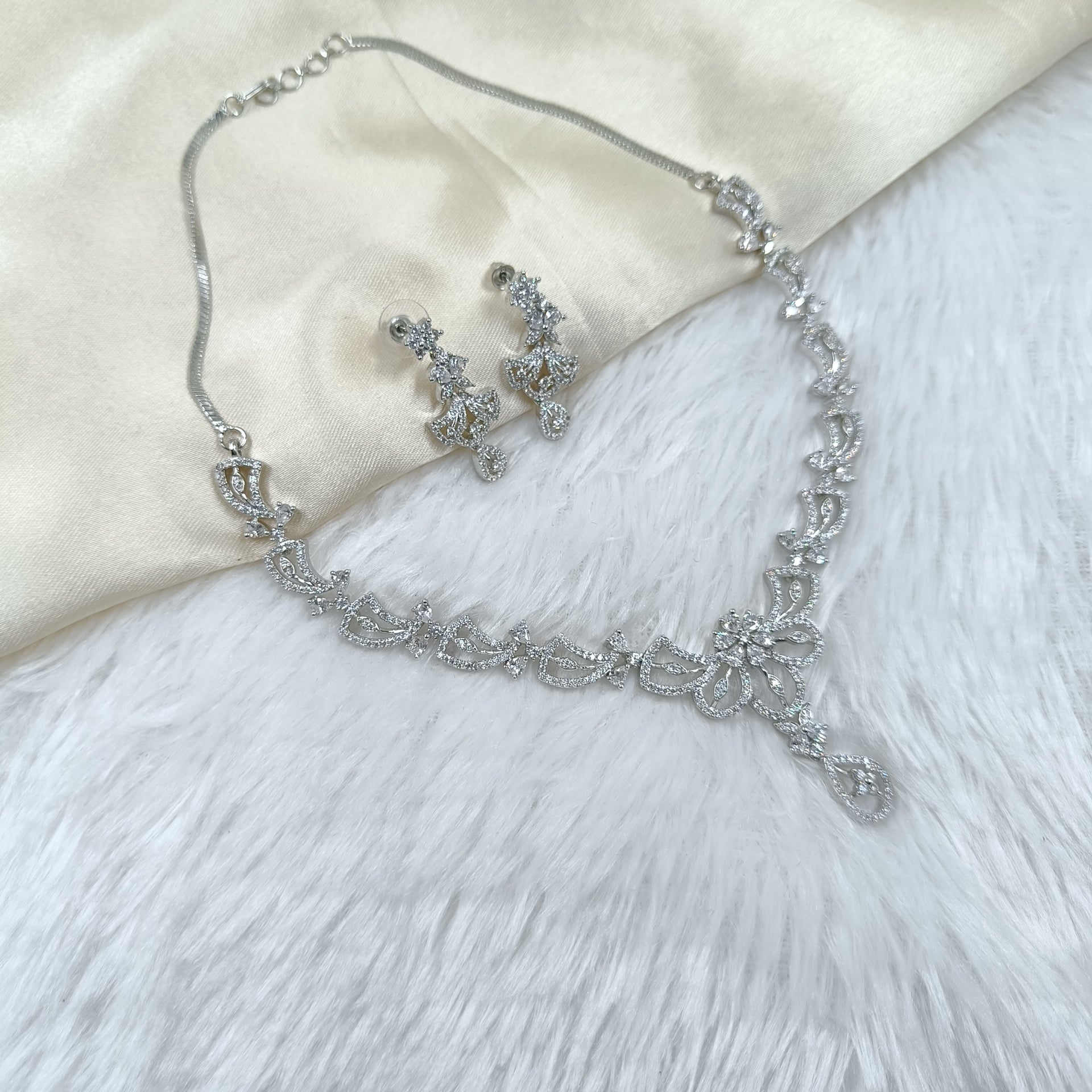 Premium American Diamond Necklace Set for Parties & Weddings (TC0003)