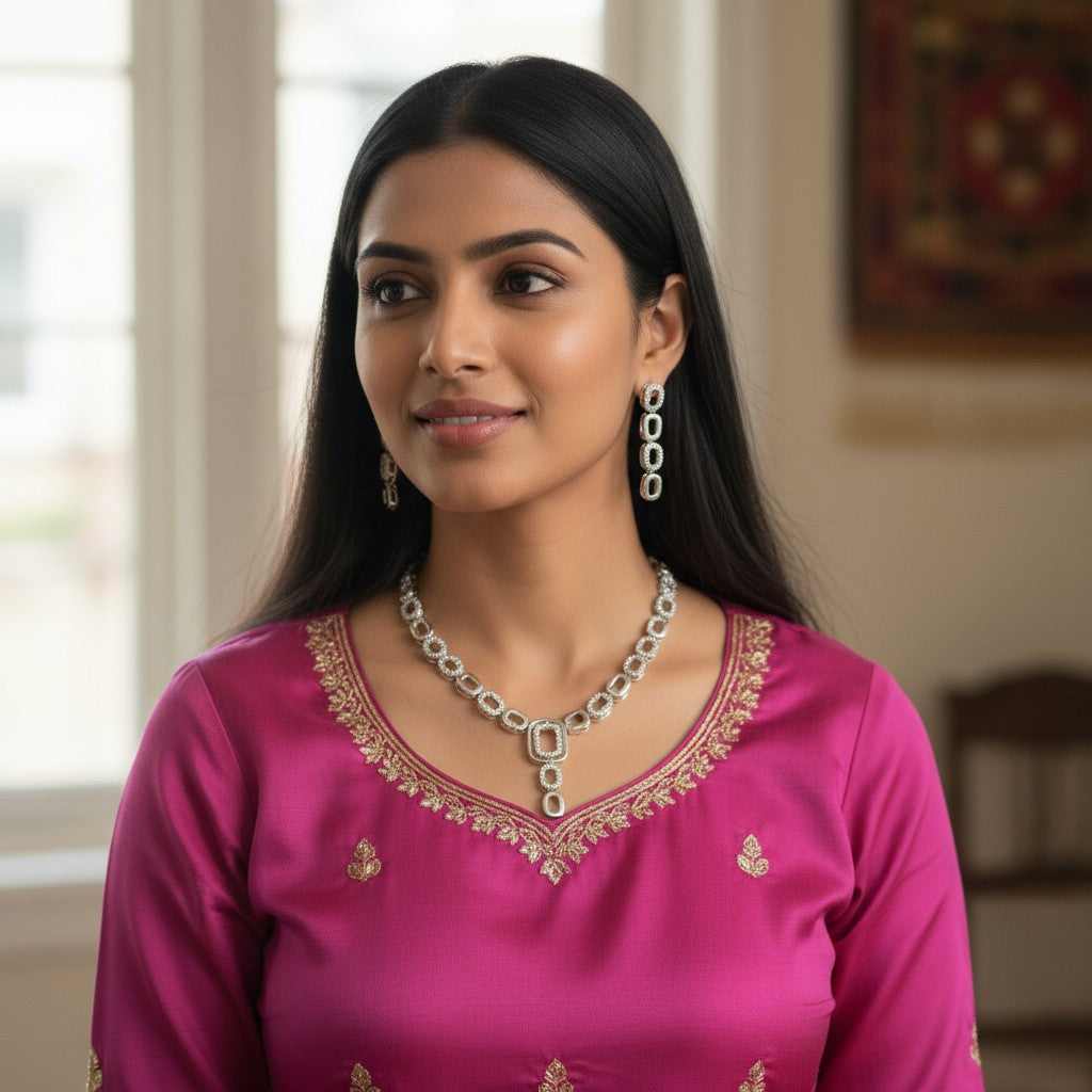 Elegant American Diamond Necklace Set for Women (TC0011)