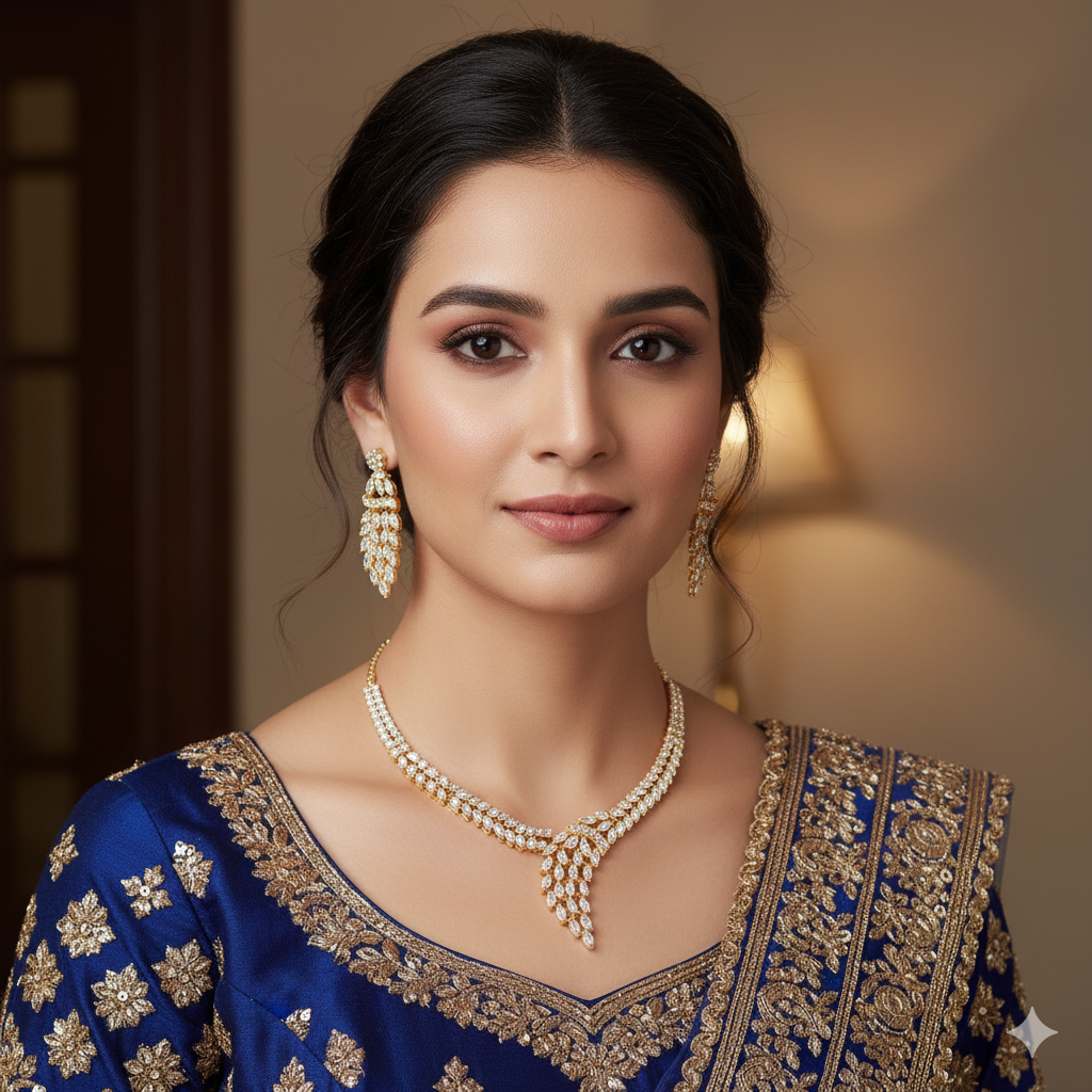 Premium American Diamond Necklace Set (TC0018)