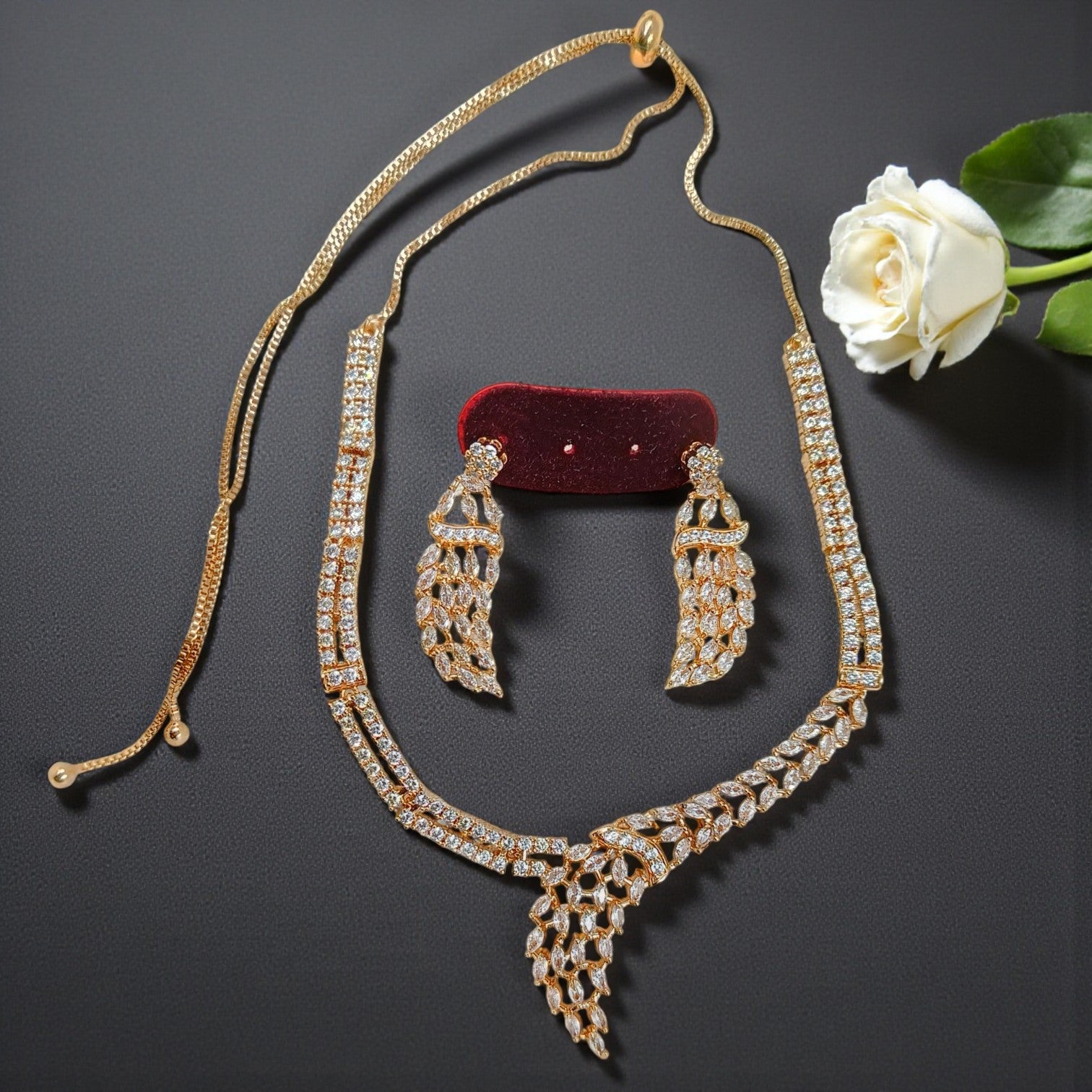 Premium American Diamond Necklace Set (TC0018)