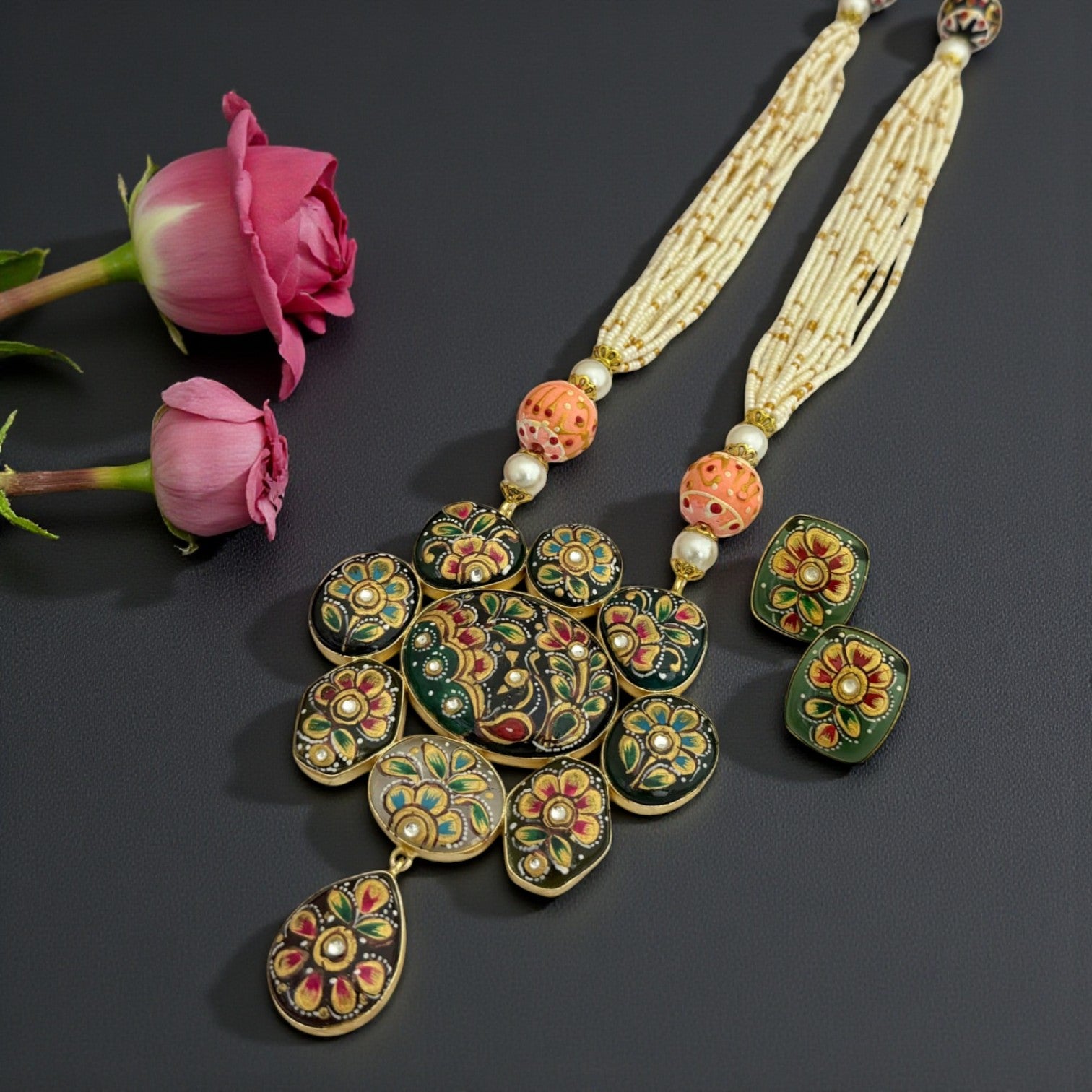 Imperial Glow Semi-Precious Necklace & Earring Set (TC0039)