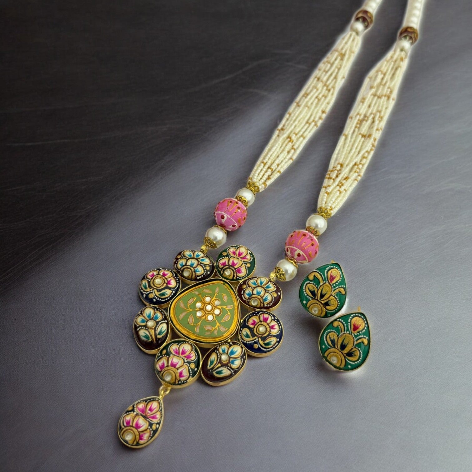 Royal Meenakari Semi-Precious Stone Necklace Set (TC0042)