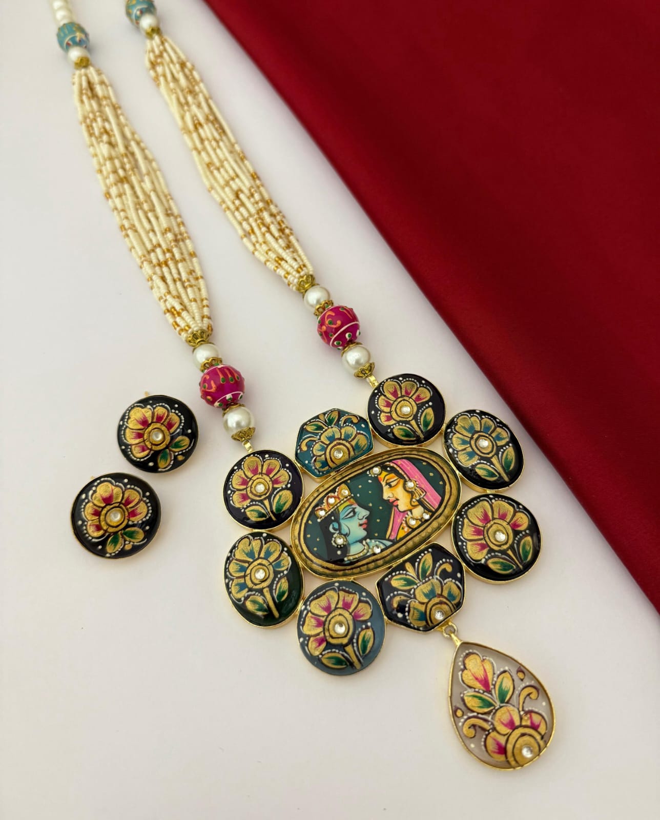 Handcrafted Royal Meenakari Semi-Precious Necklace Set (TC0043)