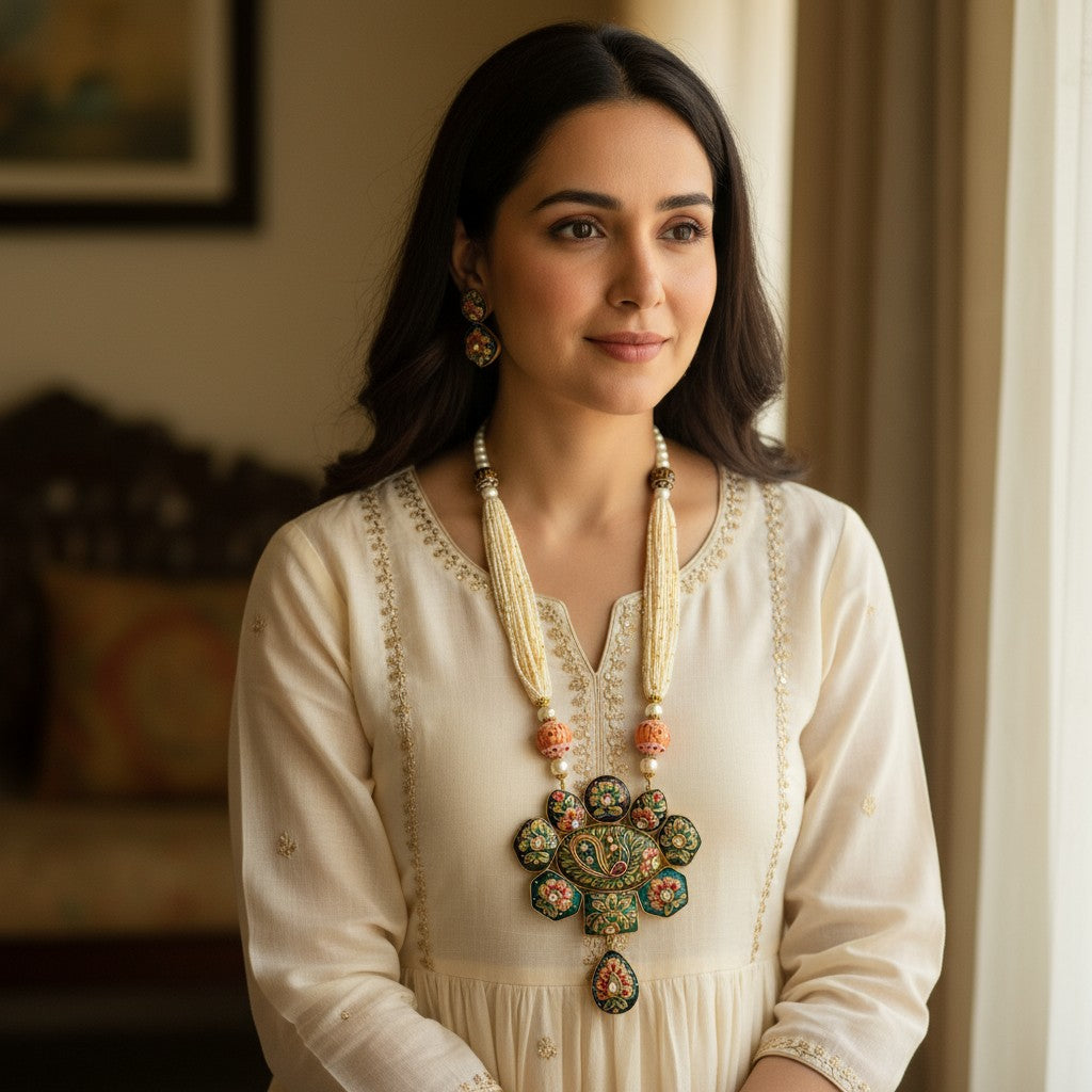 Graceful Aura Semi-Precious Stone Necklace Set (TC0044)