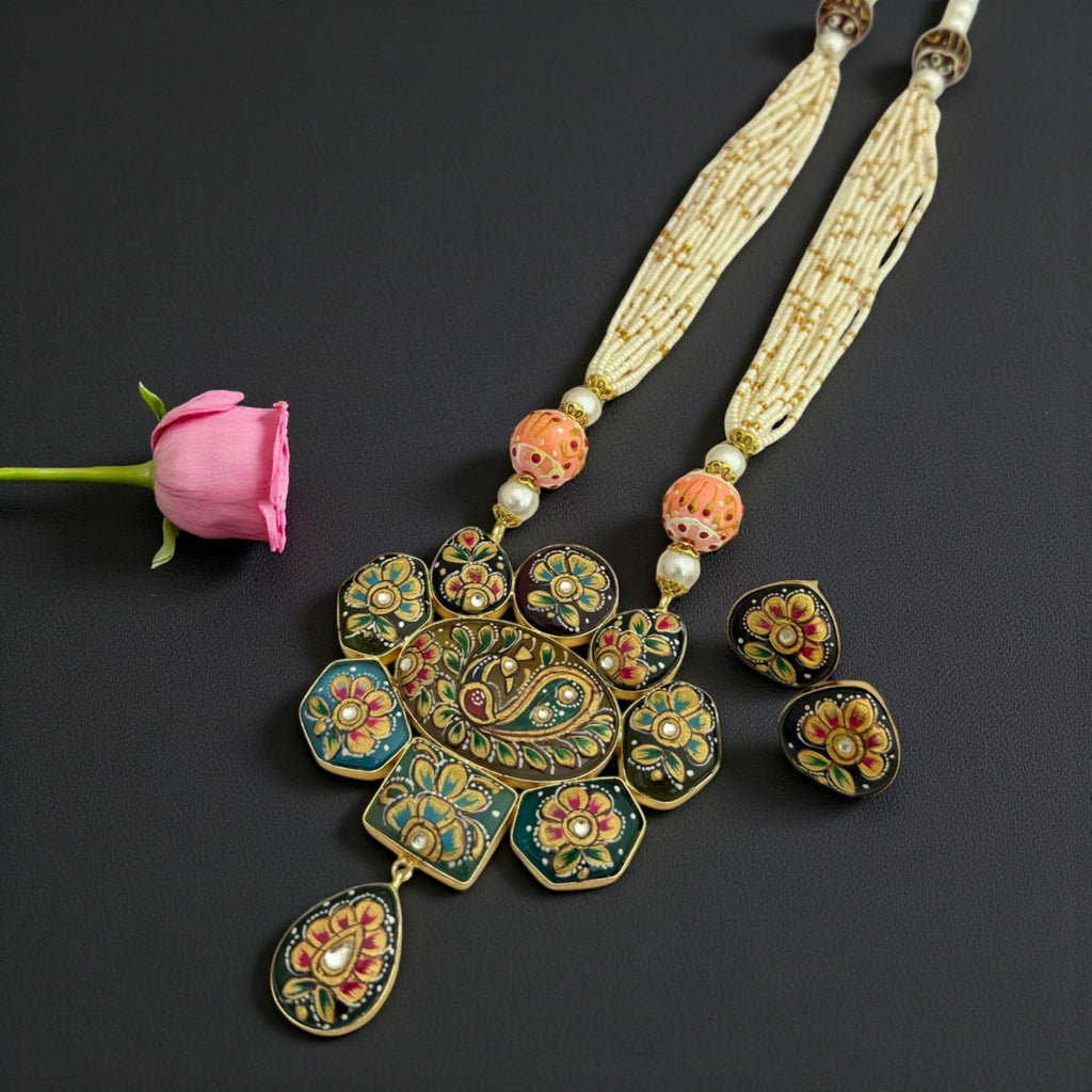 Graceful Aura Semi-Precious Stone Necklace Set (TC0044)