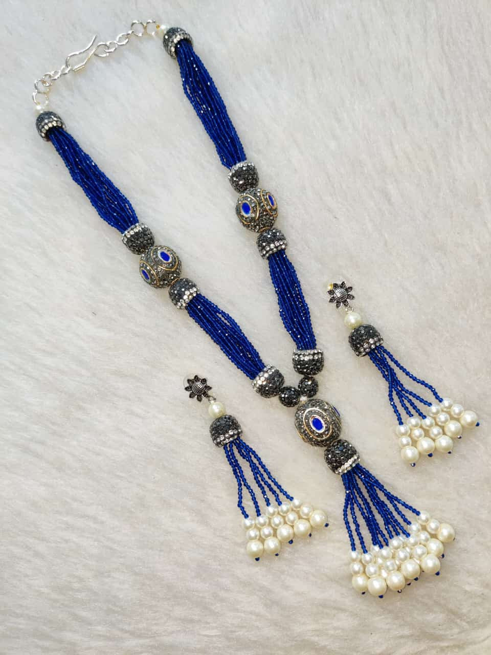 Premium Quality Semiprecious Stone Mala Set F1 BLUE