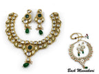 NS498 Green Kundan Necklace Earring Jewellery Set