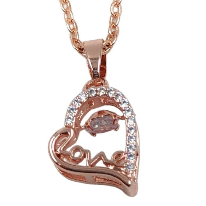 love rosegold pendant necklace for women and girls