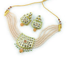 NS237 PEACH Kundan Necklace Earring Jewellery Set