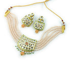 NS237 PEACH Kundan Necklace Earring Jewellery Set