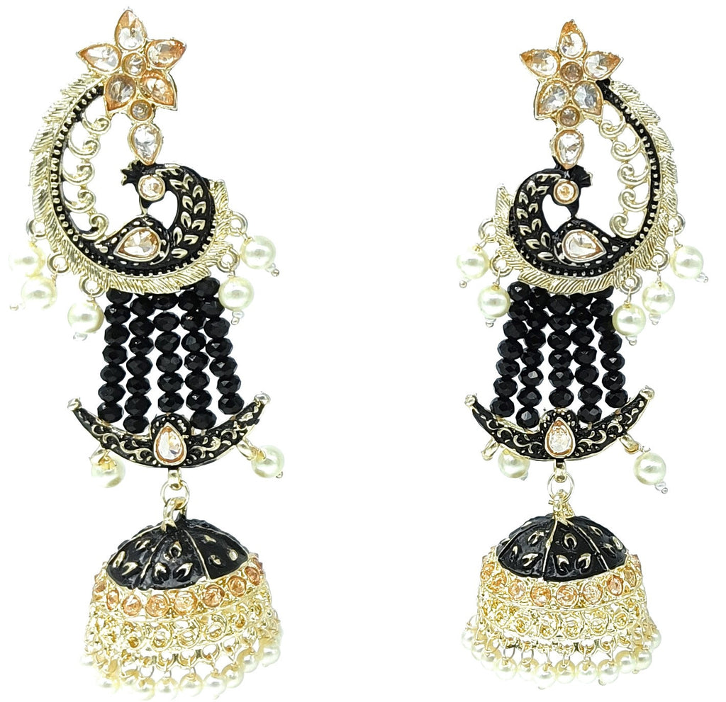 Meenakari Earring (ER23 BLACK) - Earrings Artificial from Knight Angel Jewels