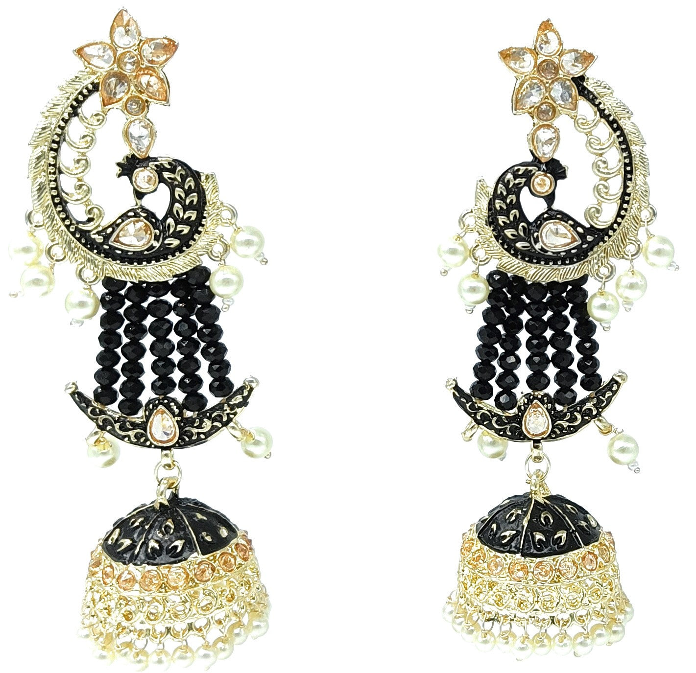 Meenakari Earring (ER23 BLACK) - Earrings Artificial from Knight Angel Jewels