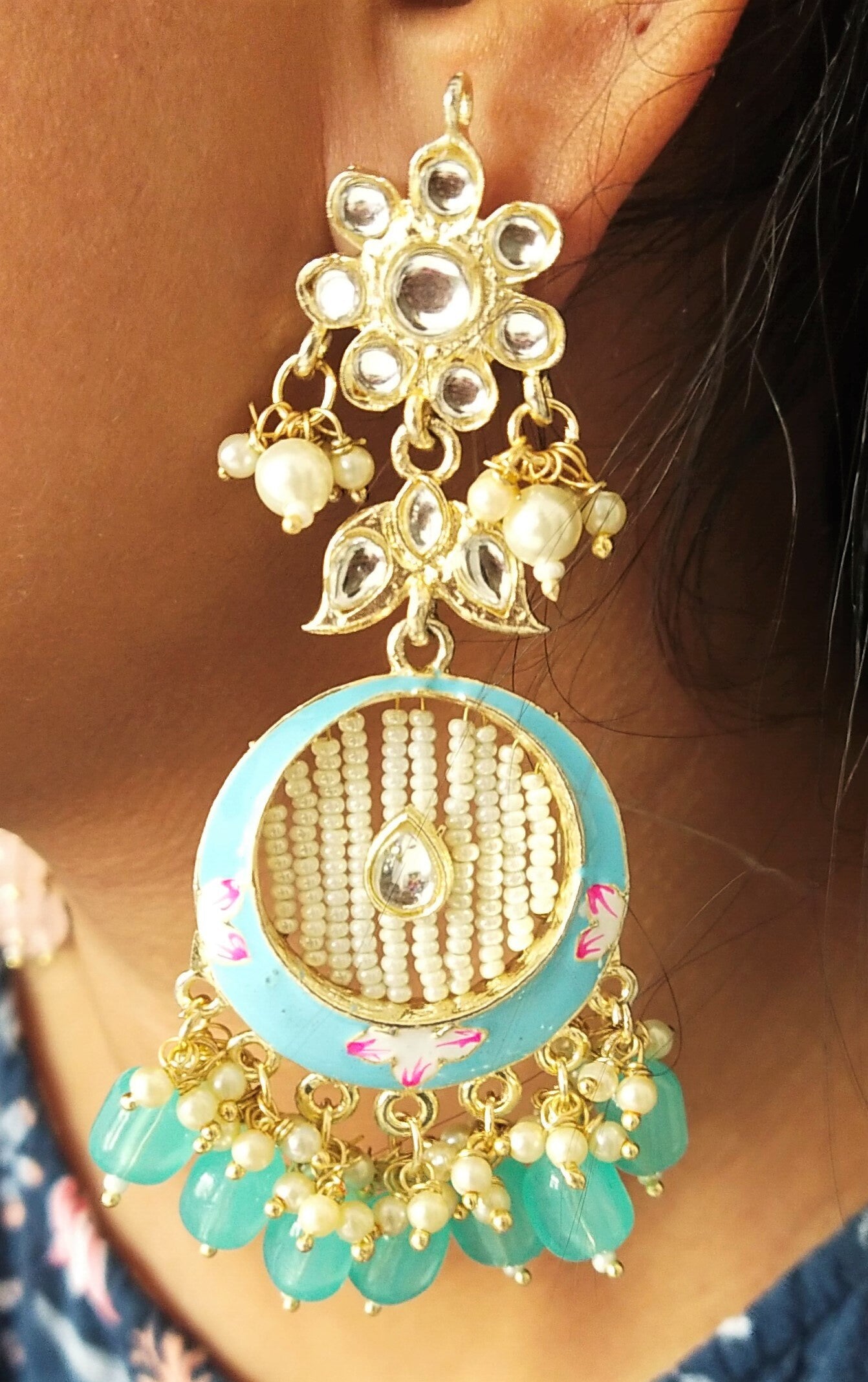 Kundan Meenakari Earring (ER66 SKY BLUE)