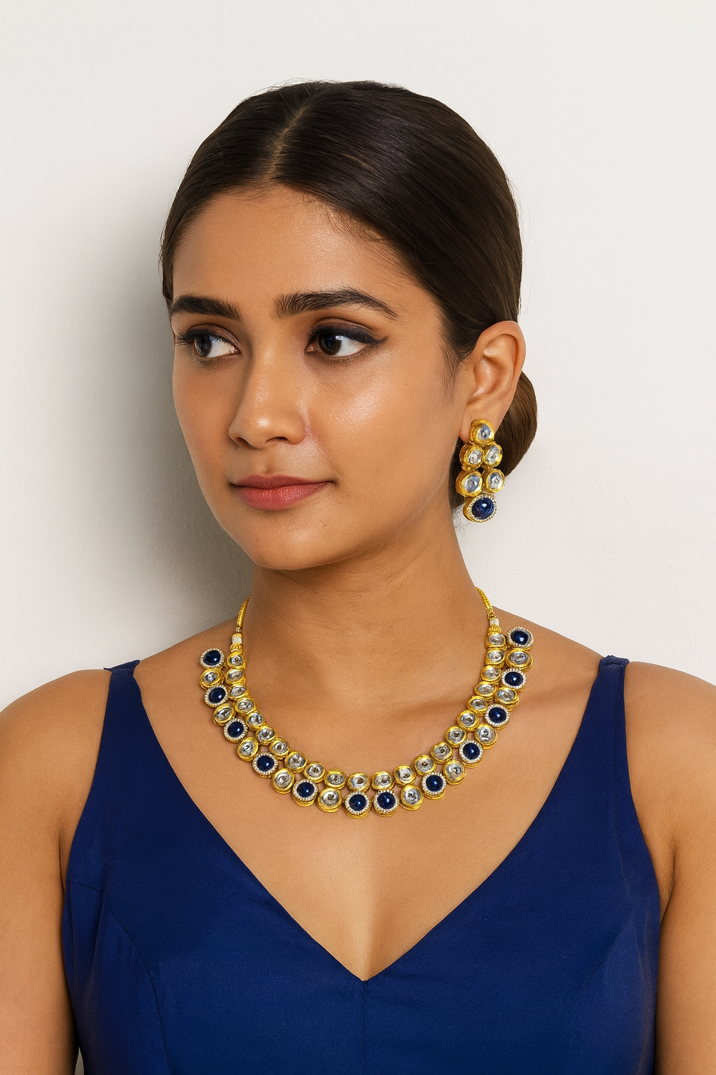Beautiful Silhouette Premium kundan set with monalisa stone