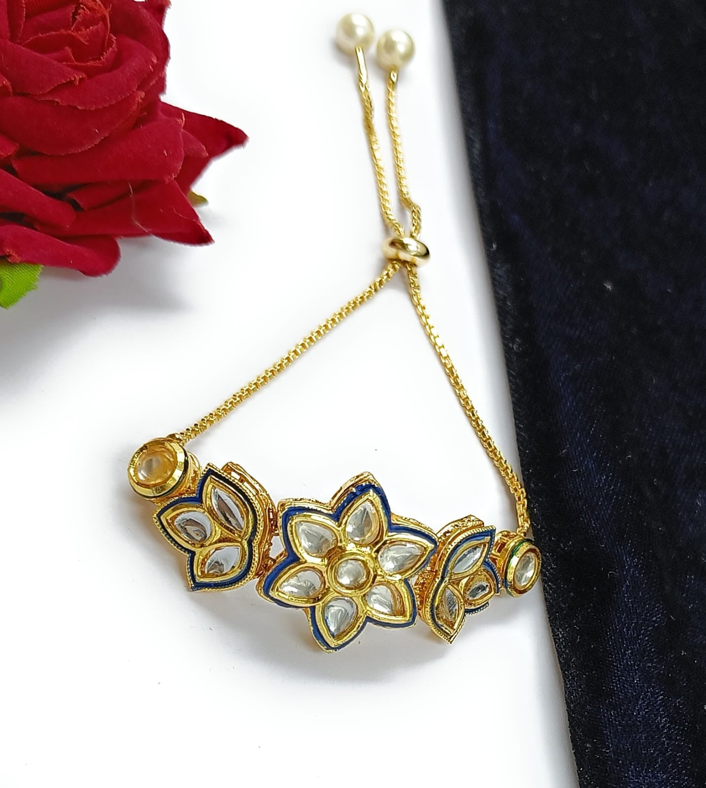 Charming Balance Kundan Adjustable Bracelet