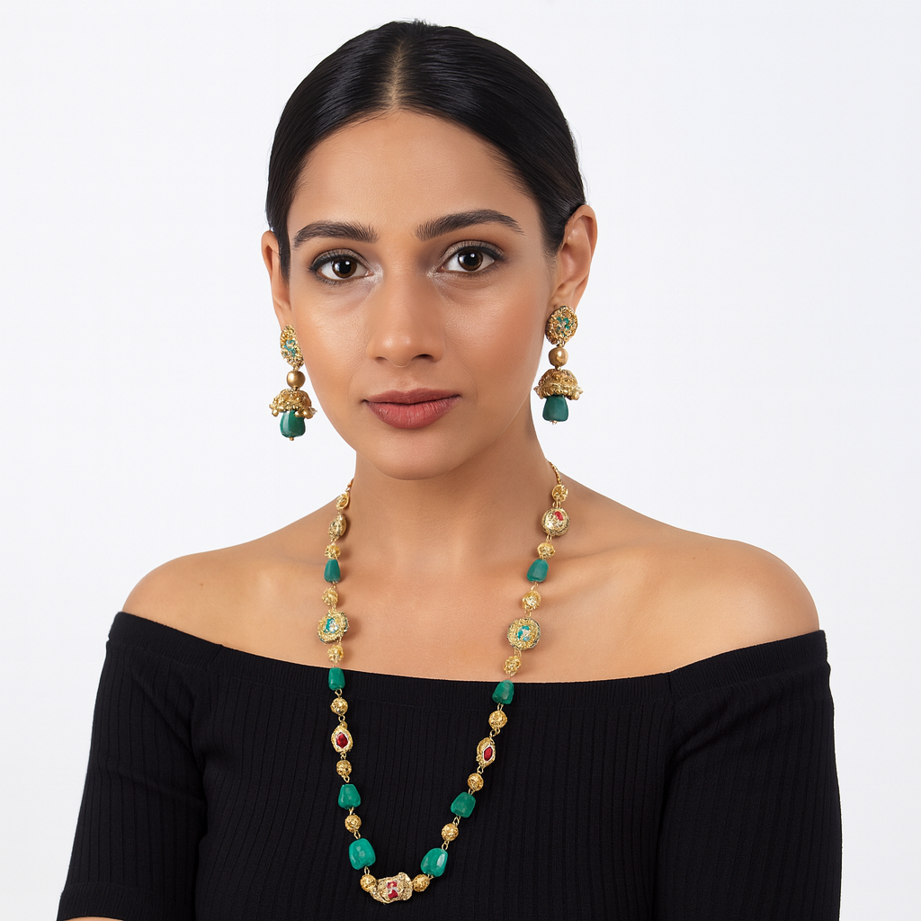 Fine Touch Premium Quality Semiprecious Single line Stone Mala Set