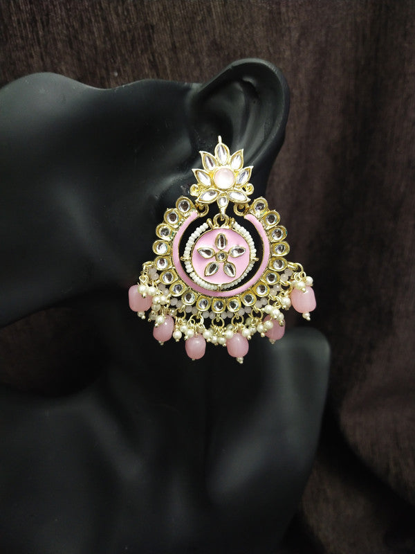Meenakari Earring (ER69 BABY PINK) - Earrings Artificial from Knight Angel Jewels