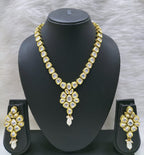 NS453 White Kundan Necklace Earring Jewellery Set