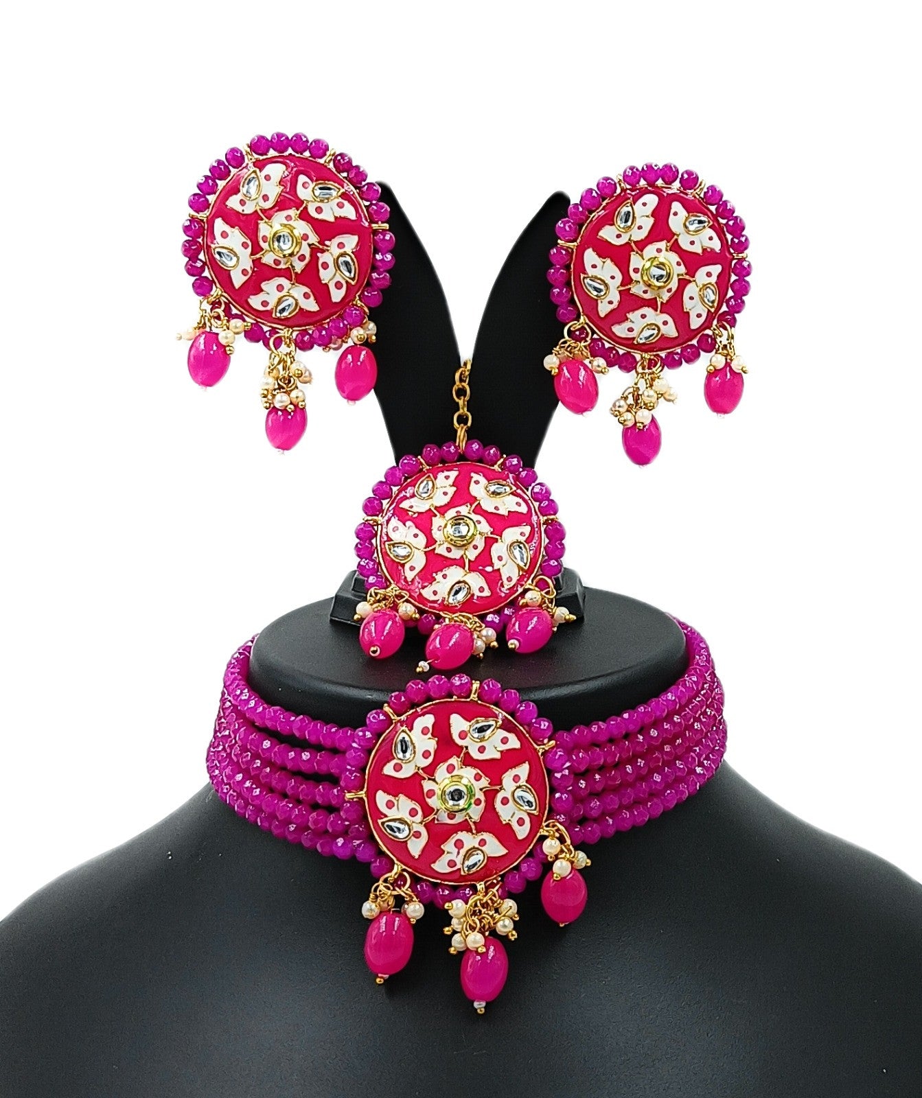 Delicate Mood Meenakari choker set (Rani)