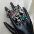 Rich Unique Oxidised Silver Plated Ring