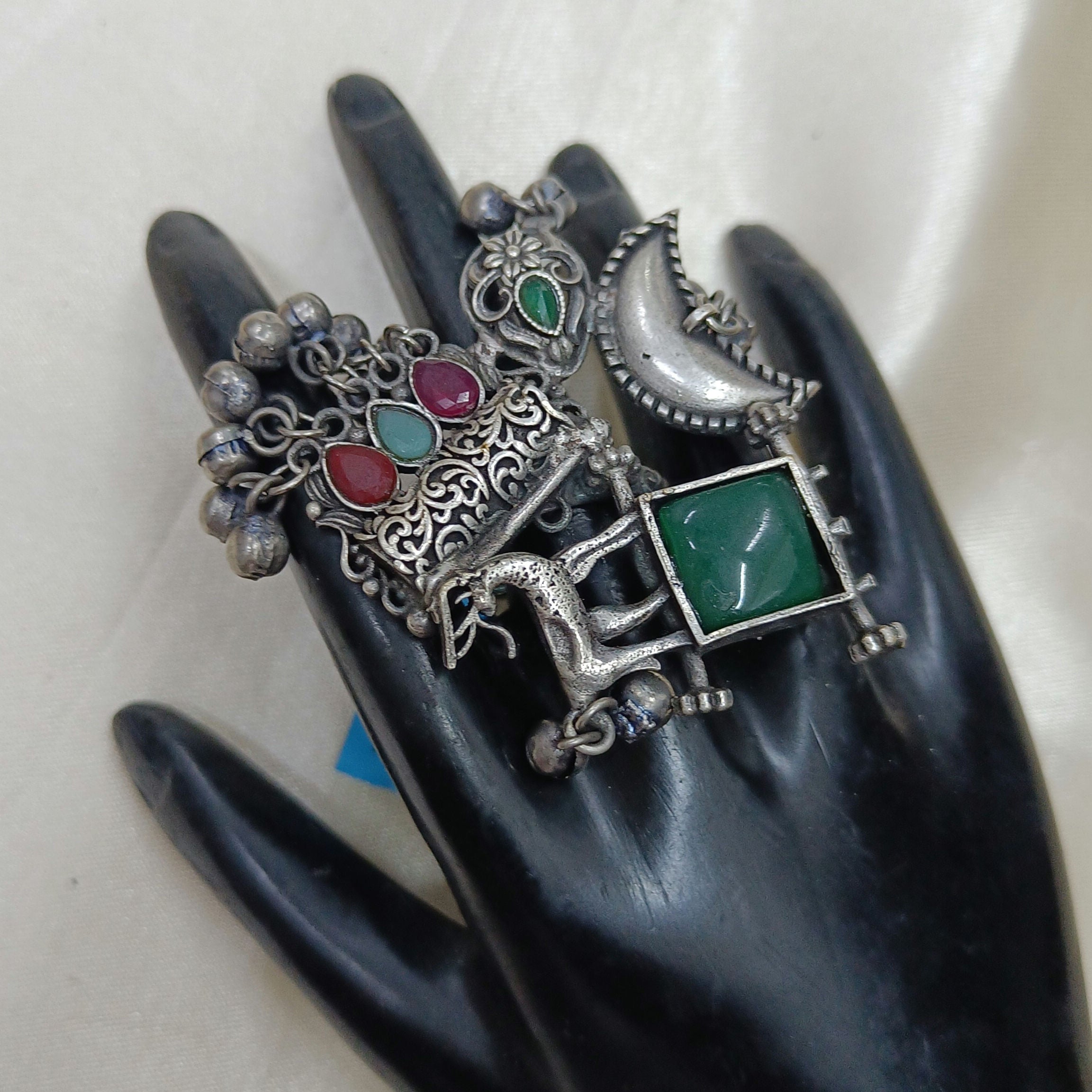 Rich Unique Oxidised Silver Plated Ring