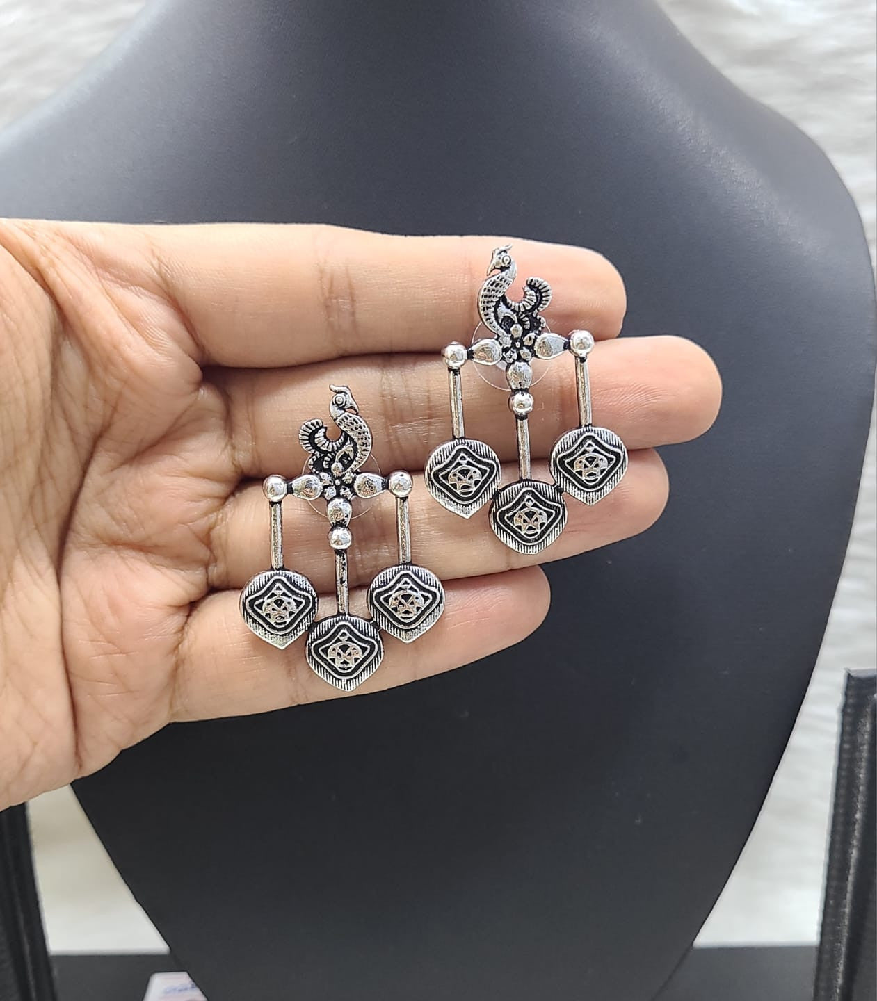 Handcrafted German Silver Earring Set