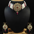 NS82 MAROON Kundan Necklace Earring Jewellery Set