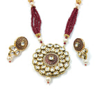 Kundan Long Necklace Set (K2 MAROON)
