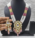 Elegance Kundan Baby Pink long necklace set (K56)