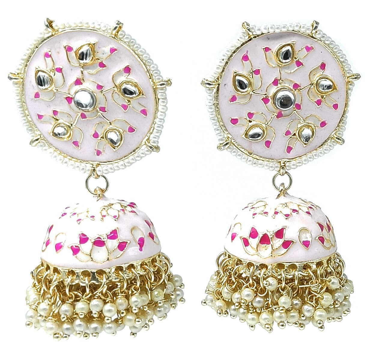 Meenakari Jhumka Earring (ER39 CREAM) - Earrings Artificial from Knight Angel Jewels