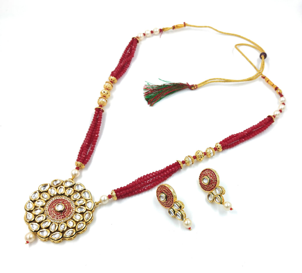 Kundan Long Necklace Set (K2 RED)
