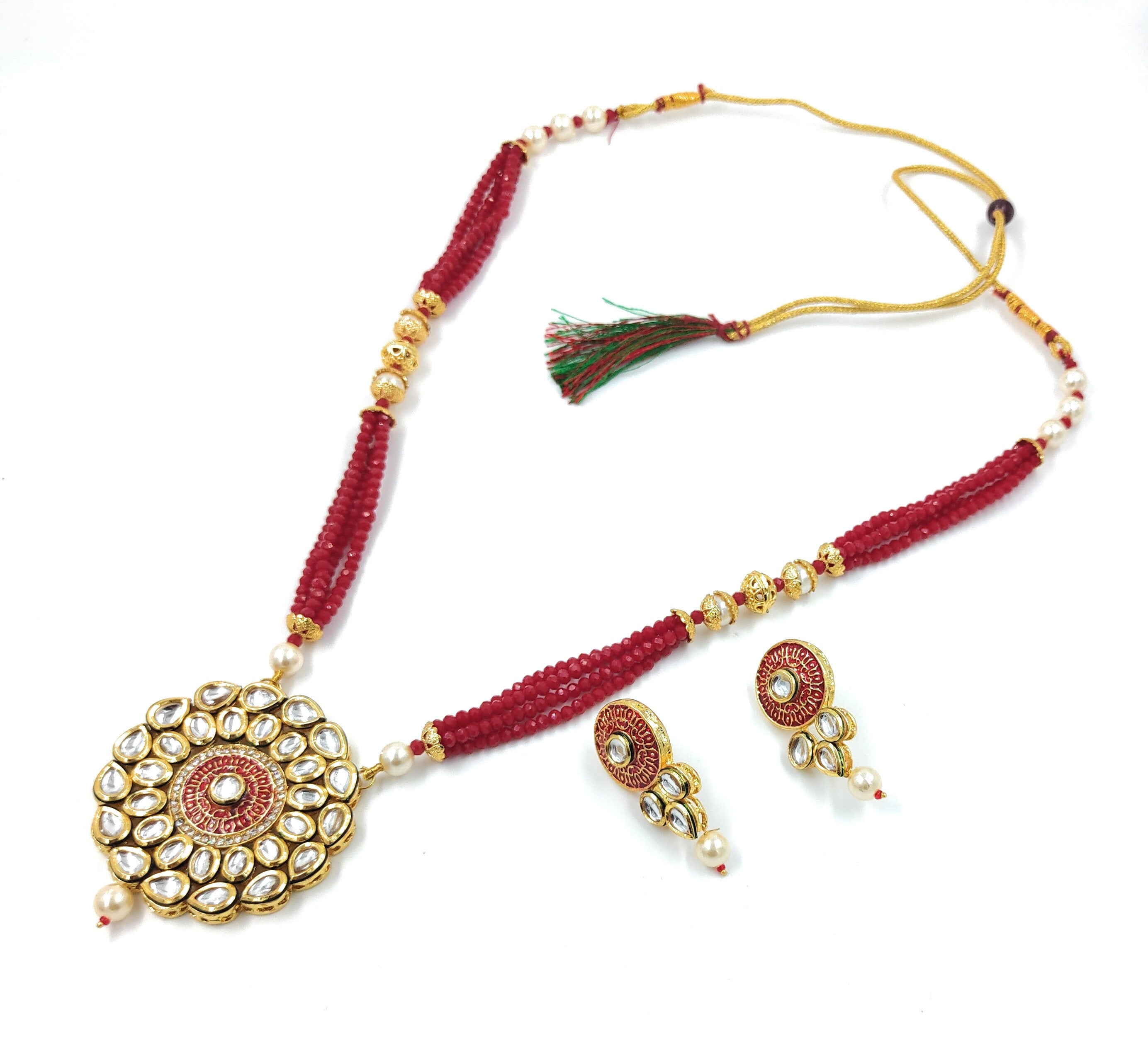 Kundan Long Necklace Set (K2 RED)