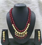 Kundan Pearl Necklace Set (K65 MAROON)