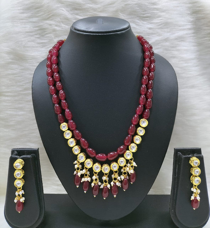 Kundan Pearl Necklace Set (K65 MAROON)