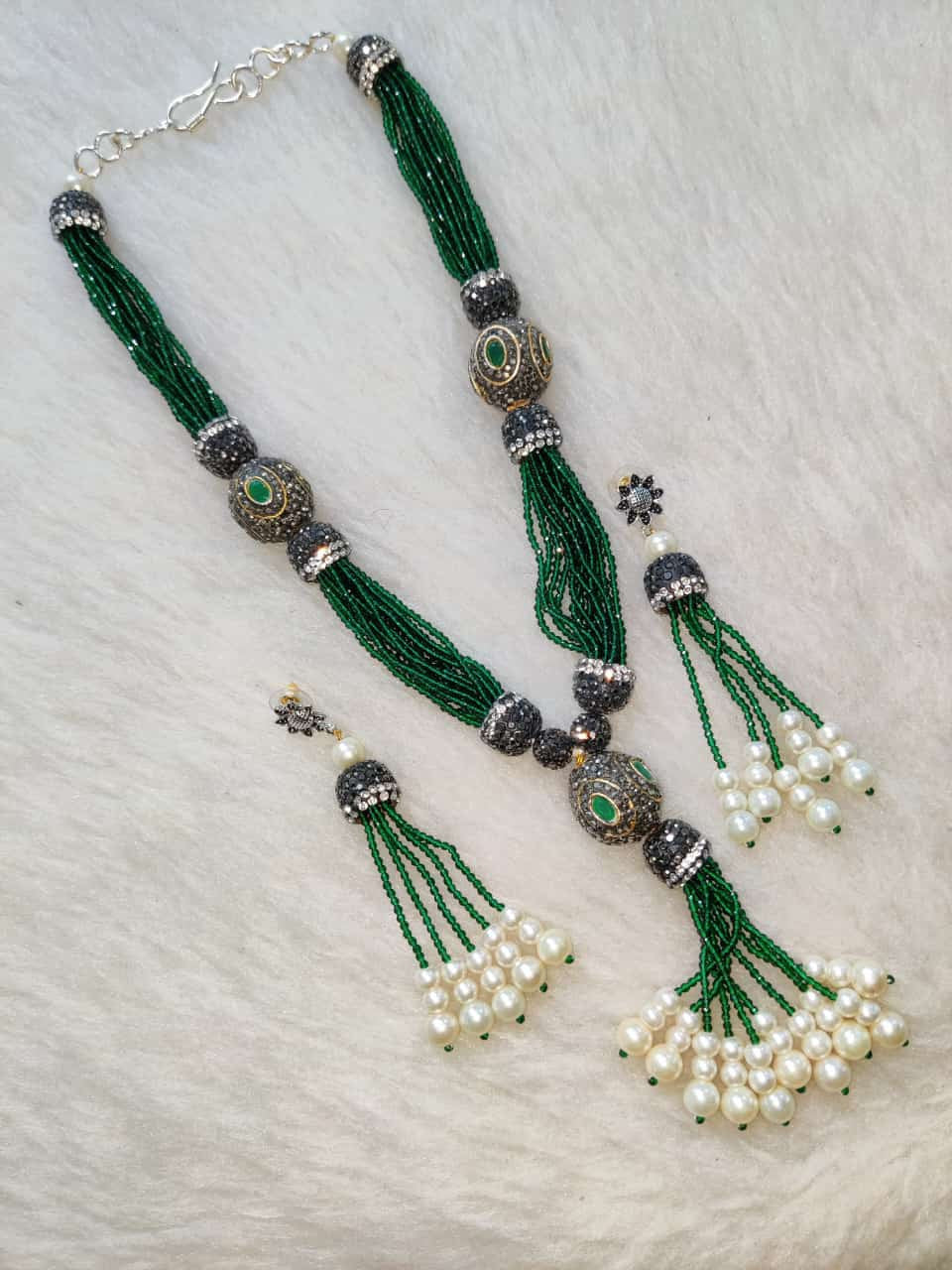 Premium Quality Semiprecious Stone Mala Set F1 GREEN