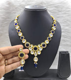 NS676 BLUE Kundan Necklace Earring Jewellery Set