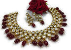 NS615 Maroon Kundan Necklace Earring Jewellery Set