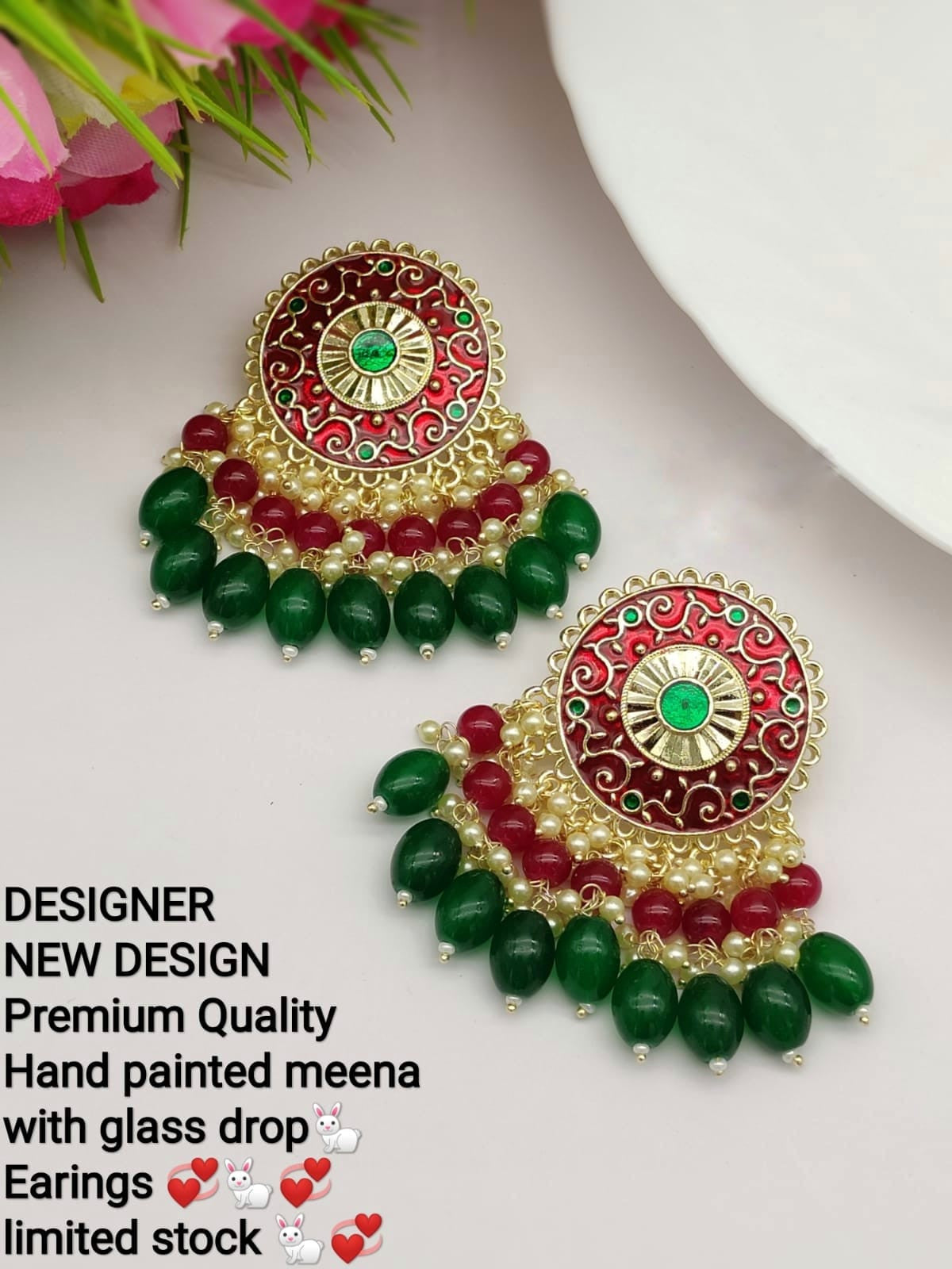 Meenakari Earring (ER87 MAROON) - Earrings Artificial from Knight Angel Jewels