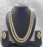 Kundan double line long necklace set