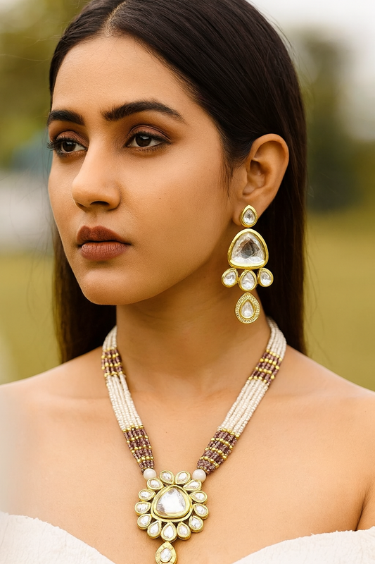 Polished Delight Kundan Long Necklace set