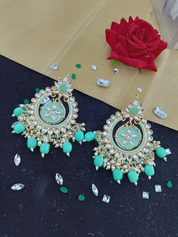 Meenakari Earring (ER69 MINT GREEN) - Earrings Artificial from Knight Angel Jewels