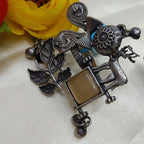 Sleek Luxurious Oxidised Silver Plated Ring