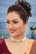 NS499 Maroon Kundan Necklace Earring Jewellery Set