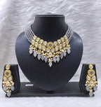 NS681 GREY Kundan Necklace Earring Jewellery Set
