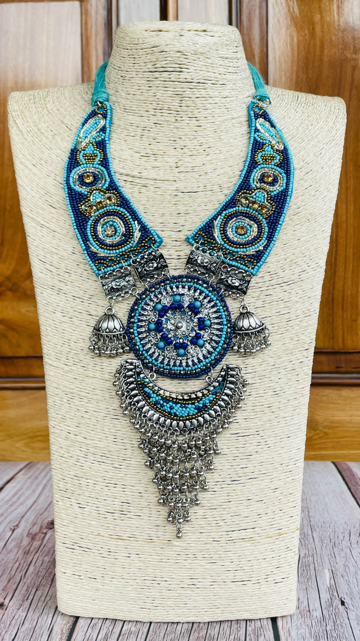 Gorgeous Stylish Handmade Navratri oxidised fabric fusion jewellery