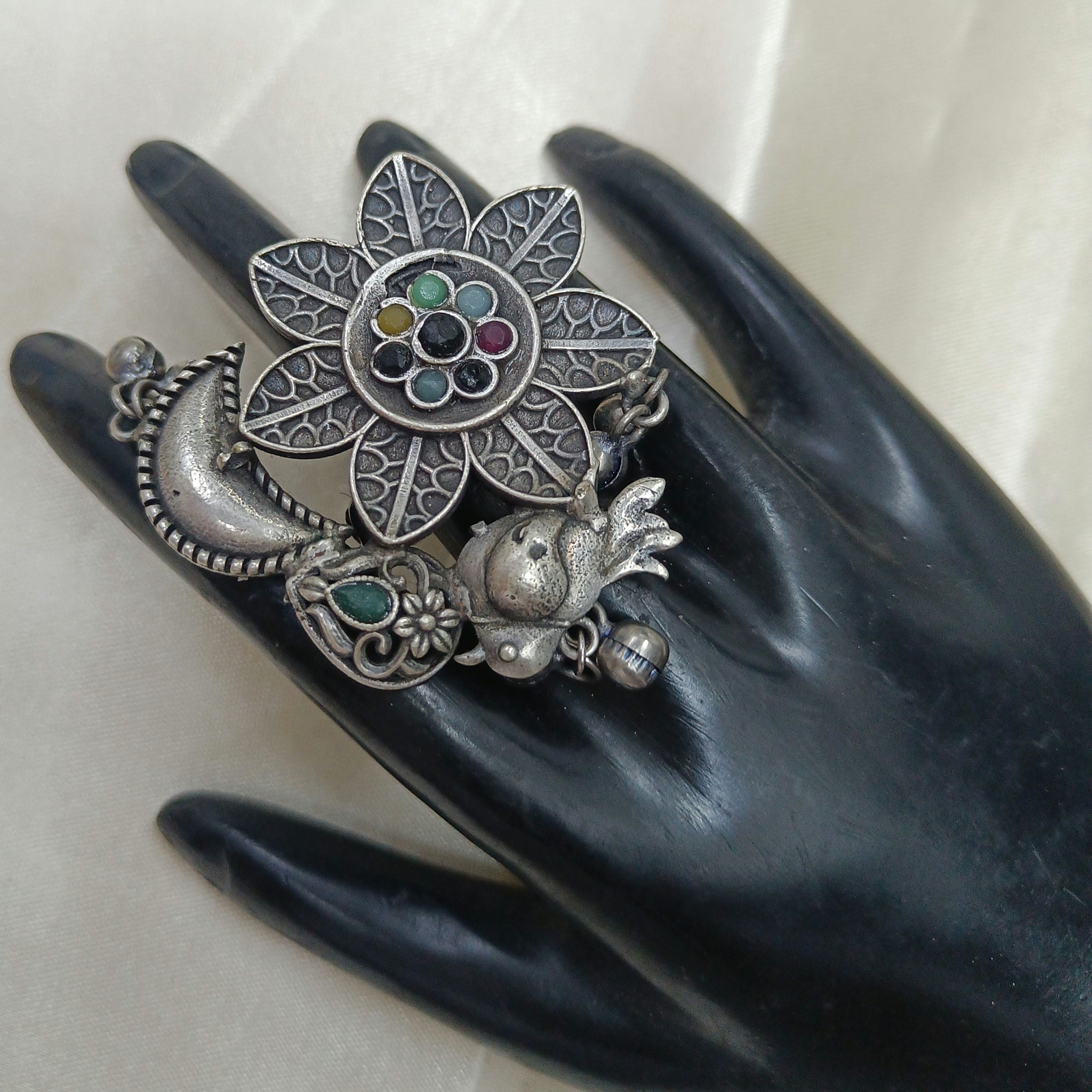 Sweet Trendy Oxidised Silver Plated Ring