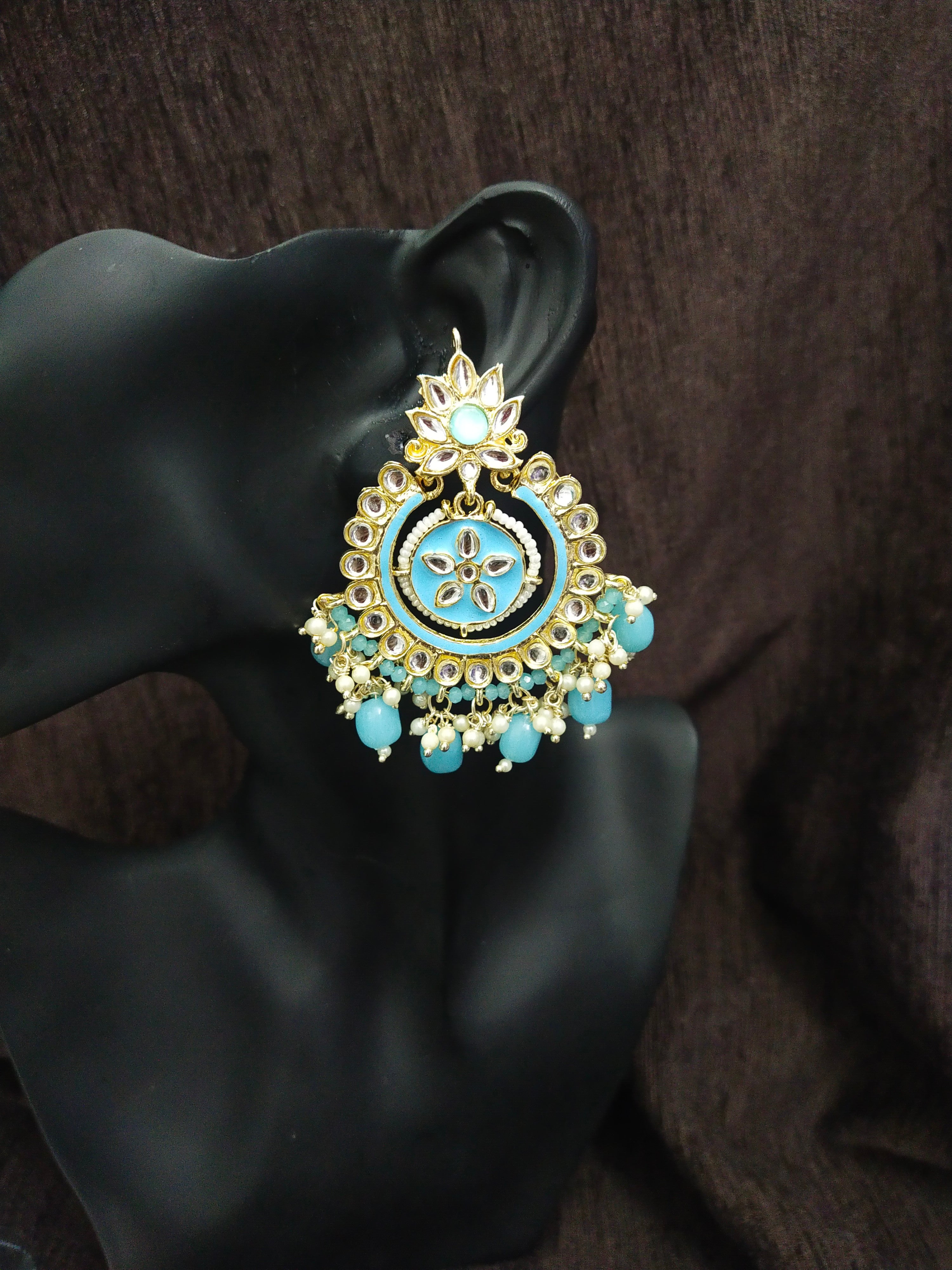 Meenakari Earring (ER69 SKY BLUE) - Earrings Artificial from Knight Angel Jewels